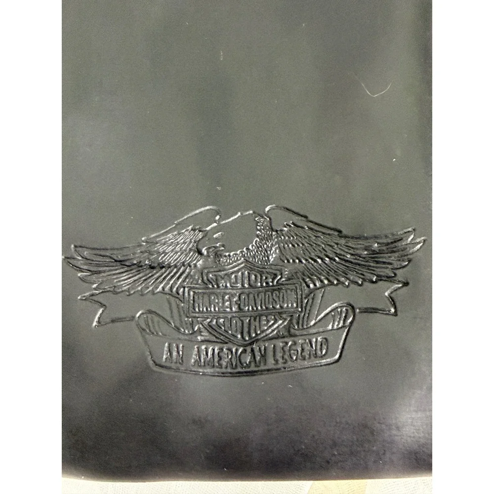 Harley-Davidson Black Leather Drawstring Eyewear Pouch Embossed Eagle Logo Clip